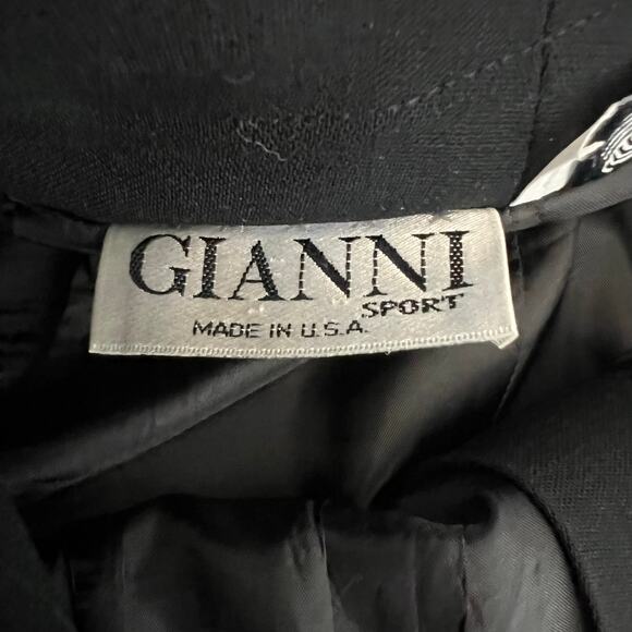 90s Gianni Sport 100% Wool High Rise Black Pleated Trousers Size 6 USA Made - Picture 10 of 13